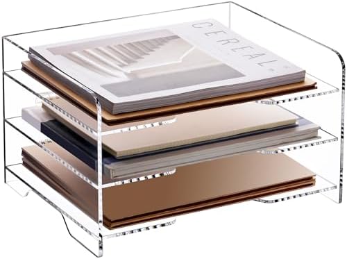 SANRUI Acrylic Paper Organizer Letter Tray, 3 Tier Enlarged File Holder by SANRUI