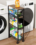 4-Tier Slim Utility Rolling Laundry Cart with Wheels, Black by TIPGO
