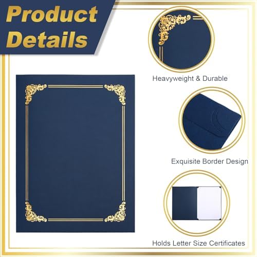 Fainne 120 Pack Certificate Holders Bulk, Diploma Covers, Navy Blue - Image 3