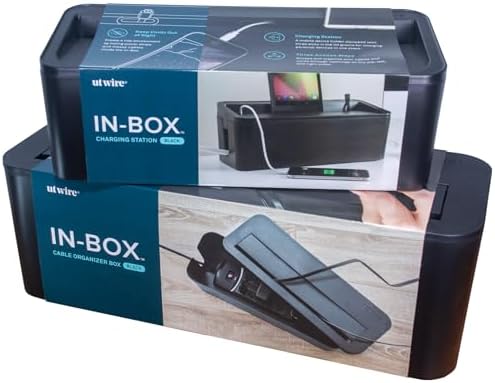 in-Box Cable Box Set with Extra Large Surge Protector Concealer Cable Management for Under Desk and Mobile Charging Station Power Strip Organizer for Desktop, Black by UTWire