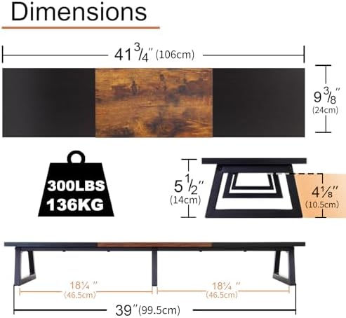 TEAMIX 42 inch Large Dual Monitor Riser, Desk Organizer Stand for TV Laptop - Image 4