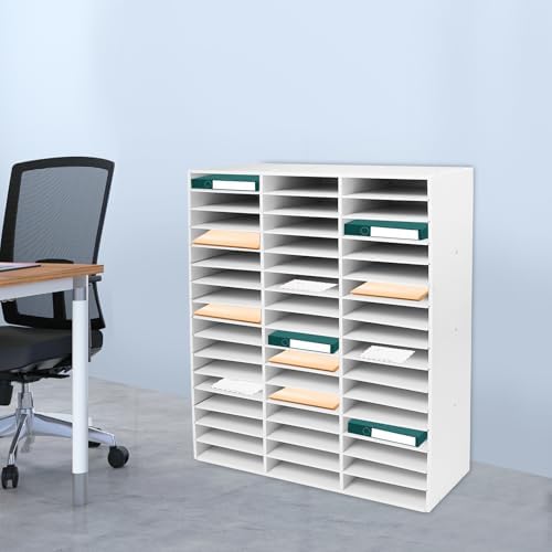 PVC Literature Organizer with 48 Compartments, Student Mailbox for Classroom, Desktop Paper Organizer for Office Home School, Mail Sorter with Adjustable Shelves, White - Image 5