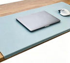 PU Leather Large Desk Pad with Stitched Edge, Waterproof Office Laptop Mouse Mat, Edge Protector Desk Accessories, Edge-Locked Non-Slip Writing Table Blotter (Sky Blue,31.5"x19.7") by Unknown