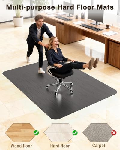 Blvornl Ultra Large Office Chair Mat for Hardwood Floor, Rolling Chair Mat for Hard Wood, Large Anti-Slip Hard Floor Protector, Heavy Duty Computer Desk Rug for Office and Home 47.2"*60" Black - Image 6