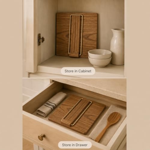 Cookbook Stand for Kitchen Counter, Solid Wood Recipe Book Holder - Image 6