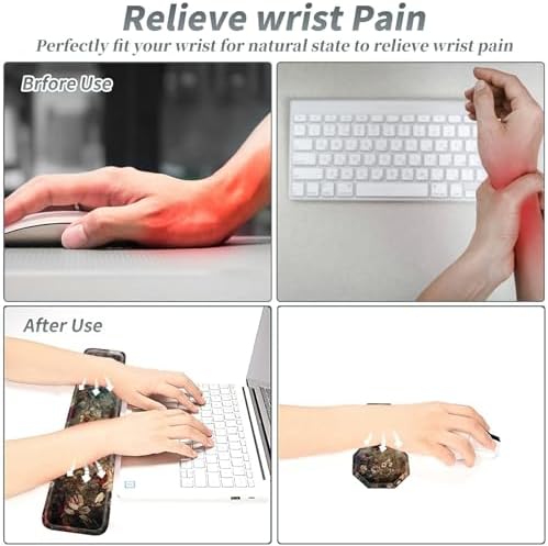 3Pcs Mouse Pad Set, Dark Art Flowers Large Gaming Mouse Pad with Stitched Edge, Ergonomic Memory Foam Keyboard Wrist Support and Mouse Wrist Rest Cushion, Pain Relief Non-Slip Desk Pad Combo - Image 5