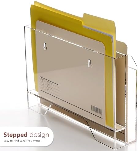 Acrylic Hanging Wall File Organizer, 2-Tier Mail Organizer Wall Mounted Magazine Wall File Holder, Paper Folder Organizer for Office, Desk, School - Image 6