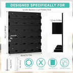 Suzile 2 Pcs 48 Business Card Holder Wall Mount 24 pockets each Business Card Display Wall with Hanging Hardware Acrylic Business Multiple Sticker Display for Office Home, 17.7'' x 15.7'', Black - Image 2