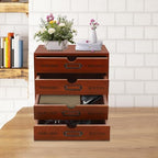 Wooden Storage Organizer with 4 Drawers, Vintage Desktop Wooden Drawers Cabinet, Desktop Organizer for Office, Home, Desk, Bedroom - Image 2