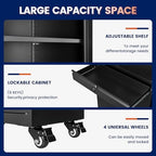 Yizosh Metal Garage Storage Cabinet with Locking Doors and Adjustable Shelves, 73" Rolling Tool Storage Cabinet with 4 Wheels and 1 Drawer for Garage,Warehouse (Black) - Image 4