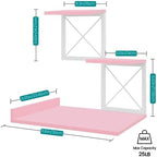 ELITEROO Desktop Shelf, Aesthetic Desk Organizer Table Top Mini Bookshelf, 3 Tier Wooden Desk Supplies Organizers and Storage Stand Cubicle Accessories for Women Office, Pink - Image 3