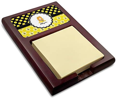 Personalized Honeycomb, Bees & Polka Dots Red Mahogany Sticky Note Holder by YouCustomizeIt