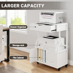 Natwind 3 -Tier Rolling Printer Cabinet with File Storage,23.6"x15.8",White - Image 4