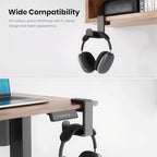 Rotating Headphone Stand Gaming Headset Stand with 360 Degree Swivel&Cable Clip Organizer, Headphone Hanger Hook Under Desk Adjustable Clamp-on Headphone Holder(Pink) - Image 3