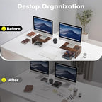 Dual Monitor Riser, Acrylic Monitor Riser, Adjustable Angle & Length Computer Monitor Stand, Wide Desk Shelf for Top of Desk for Home Office_Wood Look Small - Image 7