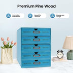 Vintage Wooden Home Office Desk Organizer with 5 Drawers, 10×6.9×12.2in - Image 4