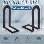 Chunful 18 Pcs Black Metal BookEnds Shelves, 5.5 x 3.75 x 2.25 in - Image 3