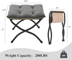 15"(H) Folding Ottoman, Set of 2, Foldable Footrest Stool, Small Foot Stool for Couch, Collapsible Foot Rest Ottoman for Sofa, Accent Padded Ottomans for Living Room, Bedroom, Dark Grey - Image 3
