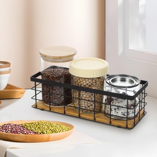 Set of 2 Small Wire Baskets, Narrow Black Metal Storage Bins for Bathroom Counter & Kitchen, Farmhouse Rustic Organizer Trays for Pantry, Office, RV, Countertop Decoration - Image 7