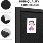 31.5"x48" Black Framed Black Linen Bulletin Board, Pin Board - Image 4