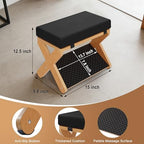 Wood X-Legs Small Ottoman Foot Stool, Sturdy and Anti-Slip Padded Footrest - Image 2