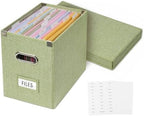 File Organizer Box with 15 Hanging File Folders, Lift-Off Lid by Hiwhy
