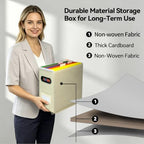4 Pack Collapsible File Storage Box for Letter Size Documents, Portable File Organizer Box with Plastic Rails and Reinforced Cardboard, Desktop and Home Office Organization, Beige - Image 4