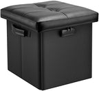 DocSafe Storage Ottoman with Lock,Fireproof Folding Ottoman Foot Rest Stool Storage Chest with Storage Safe for Important Documents,Waterproof 13 Inches Short Ottoman Foot Stool with Handles,Black by DocSafe