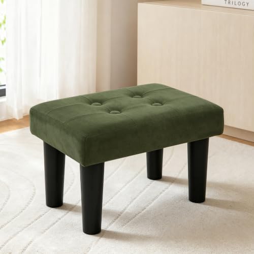 CAROLMADE Footstool Ottoman with Legs, Velvet Small Foot Rest Under Desk, Ottoman with Storage for Living Room, Bedroom, Entryway Green by CAROLMADE