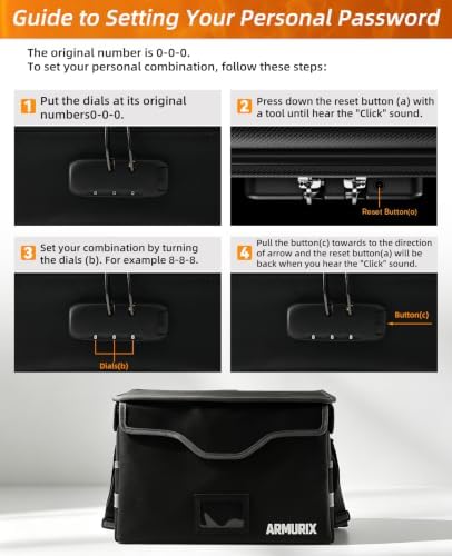 File Box with Lock, Fireproof Document Organizer Box with Lid & Handle, Portable Important File Folder Organizer, Collapsible Filing Storage Box for Home, Office & Travel - Image 7