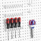 Novabright 6 Pieces Pegboard Organizer Accessories Set, Screwdriver Holder and Double Hole Pliers Holders, Pegboard Tool Hangers for Screwdrivers, Pliers, Scissors Wall Garage Workshop Storage(White) by Unknown