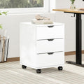 Farini 3-Drawer Under Desk Wooden File Cabinet with Lockable Caster Storage Cabinets for Home Office,White,Required Assembly by Farini