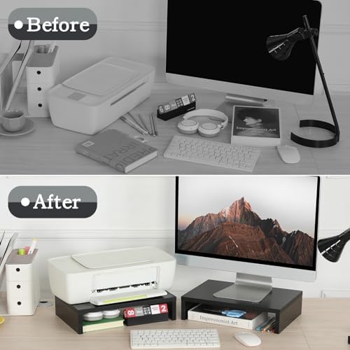 TEAMIX 2-Pack Wood Monitor Stand Riser for Desk , Black - Image 6