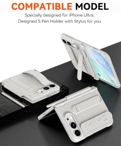for iPhone Ultra Case with Pen Holder & Stylus & Finger Strap White - Image 2