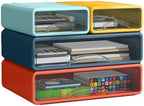 Desk Organizer with Drawers, Stackable Storage Drawers with Compartments Desktop Organization for Office Supplies, Makeup, Pencils, Tape, Erasers, Paperclips, Chargers (2S2M) by ZZFENGKR