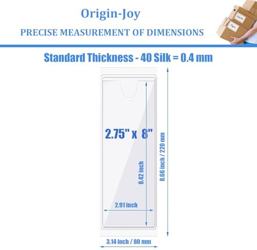 Origin-Joy 35 PCS Self Adhesive Index Card Pockets with Top Open, Clear Plastic Label Holder for Cards of Note, Library and Business, Adhesive Label Pockets & Card Holder (2.75 x 8 inch) - Image 2