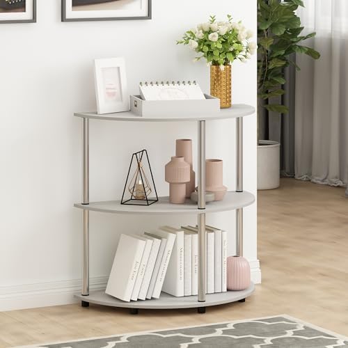Furinno FRANS Toolless Half Round 3-Tier Entryway Table, White Wood - Image 2