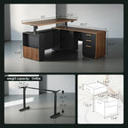 ModernMate 63" L Shaped Executive Standing Desk with 3 Drawers - Image 2
