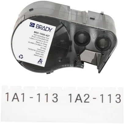 Brady Self-Laminating Vinyl Label Tape for Label Printer BMP51/BMP53/M511 - Self Adhesive Printer Labels - Black on White, Transparent (25,40 mm (W) x 7,62 m (L)) - M5C-1000-427 by BradyCorp