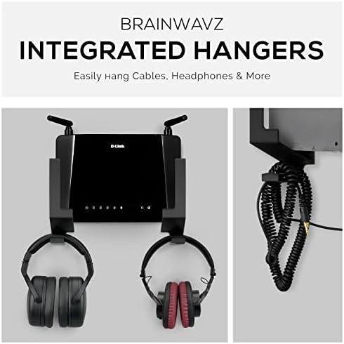 BRAINWAVZ Laptop Wall Mount and Headphone Hanger Holder, Adhesive & Screw-in, 3" Wide for Modem, Router, Mesh, TV Cable Box, Network Switch & More, Black - Image 5