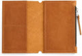 Leather Journal Pocket Insert A6 – Genuine Leather Notebook Organizer with Card Pockets & Large Zipper Pocket, Refillable Travel Insert for Planner 4.1"x5.8", Warm Brown by Unknown