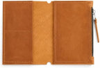 Leather Journal Pocket Insert A6 – Genuine Leather Notebook Organizer with Card Pockets & Large Zipper Pocket, Refillable Travel Insert for Planner 4.1"x5.8", Warm Brown by Unknown