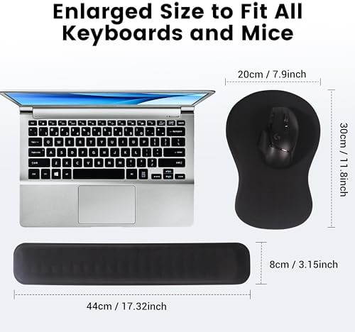 MEKASS Ergonomic Mouse Pad and Keyboard Wrist Rest Set, Super Soft Memory Foam Desk Wrist Support for Computer Keyboard, Non-Slip Arm Palm Rests Cushion for Typing Gaming Office Laptop Mac (Black) - Image 6