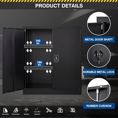 Fesbos Metal Storage Cabinet-36” Tall Steel File Cabinets with Lockable Doors and Adjustable Shelves-Black Steel Storage Cabinet for Home Office, School, Garage - Image 6
