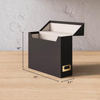 SMEAD Flip Top File Box, 10" x 3.7" x 13", Black Natural Linen, Gold Metal Nameplate (70233) - Image 2