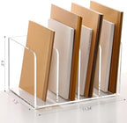 SANRUI Acrylic Desk Magazine File Holder, Clear,4 Vertical Compartments - Image 3