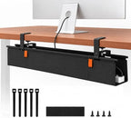 Fabric Under Desk Cable Management Tray 35.4” No Drill with Cable Ties by Varghesyla