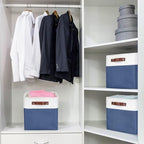 Bagnizer Collapsible Fabric Storage Cubes 11x11 Cube Storage Bins, 4 Pack Closet Baskets Box with Handles for Organizing, Shelf, Toys, Clothes, Home, Office, Nursery (Navyblue&White) - Image 3