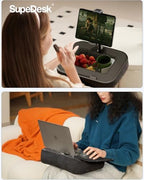 SupeDesk Laptop Lap Desk, Adjustable iPad Holder for Bed, 360° Swivel Tablet Arm, Laptop Desk with Mouse Pad, Snack Bowl & Cup Holder, Fits 4.7–13” Tablets & 15” Laptop (Black) - Image 2