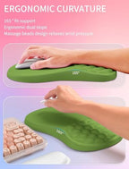 Hokafenle 2in1 Combination, Wave Keyboard Wrist Rest and Ergonomic Curvature Mouse Pad Wrist Support for Relieve Wrist Pain, Filled with Soft Cushion Memory Foam, Dill Green - Image 3